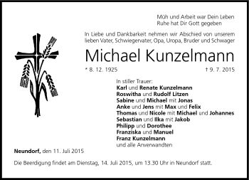 Traueranzeige von Michael Kunzelmann von Neue Presse Coburg