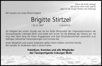 Traueranzeige von Brigitte Stirtzel von Neue Presse Coburg