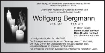 Traueranzeige von Wolfgang Bergmann von Neue Presse Coburg