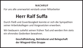 Traueranzeige von Ralf Suffa von Neue Presse Coburg