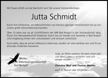 Traueranzeige von Jutta Schmidt von Neue Presse Coburg