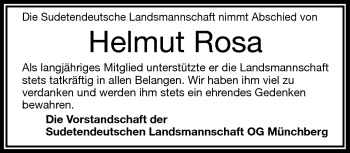 Traueranzeige von Helmut Rosa von Frankenpost