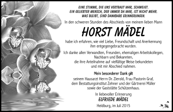 Traueranzeige von Horst Mädel von Südthüringer Presse