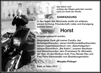 Traueranzeige von Horst  von Südthüringer Presse
