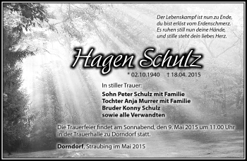 Traueranzeige von Hagen Schulz von Südthüringer Presse