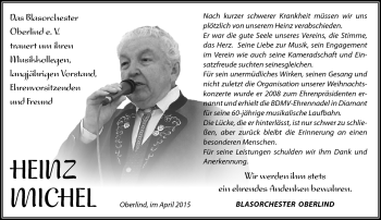 Traueranzeige von Heinz Michel von Südthüringer Presse