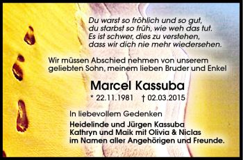 Traueranzeige von Marcel Kassuba von Südthüringer Presse