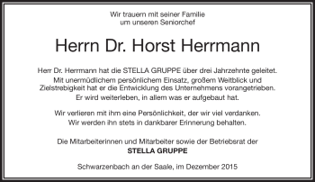 Traueranzeige von Horst Herrmann von Frankenpost