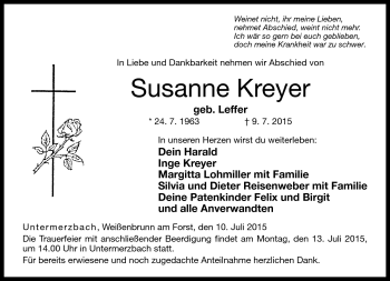 Traueranzeige von Susanne Kreyer von Neue Presse Coburg