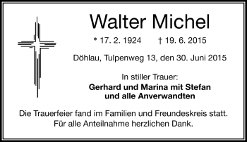 Traueranzeige von Walter Michel von Frankenpost
