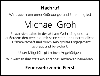 Traueranzeige von Michael Groh von Neue Presse Coburg