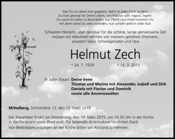 Traueranzeige von Helmut Zech von Neue Presse Coburg
