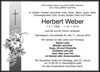 Traueranzeige von Herbert Weber von Frankenpost