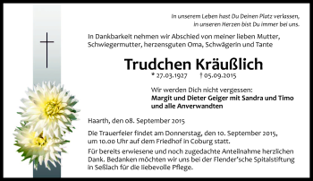 Traueranzeige von Trudchen Kräußlich von Neue Presse Coburg