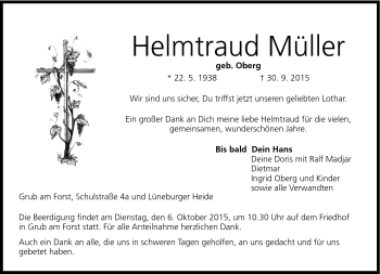 Traueranzeige von Helmtraud Müller von Neue Presse Coburg