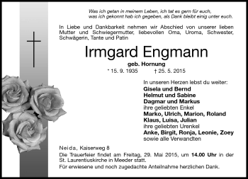 Traueranzeige von Irmgard Engmann von Neue Presse Coburg