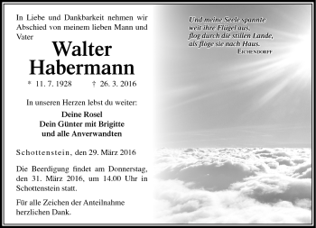 Traueranzeige von Walter Habermann von Neue Presse Coburg
