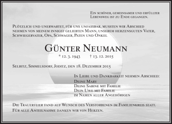 Traueranzeige von Günter Neumann von Frankenpost