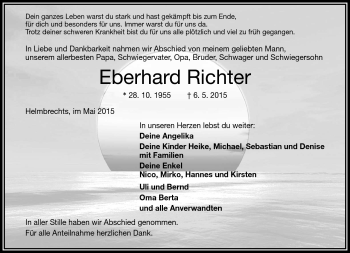 Traueranzeige von Eberhard Richter von Frankenpost