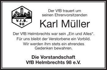 Traueranzeige von Karl Müller von Frankenpost
