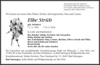 Traueranzeige von Elke Strüht von Südthüringer Presse
