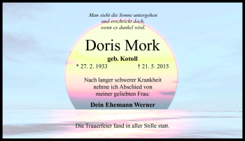 Traueranzeige von Doris Mork von Neue Presse Coburg