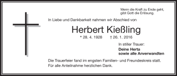 Traueranzeige von Herbert Kießling von Frankenpost