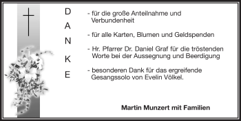Traueranzeige von Anni Munzert von Frankenpost