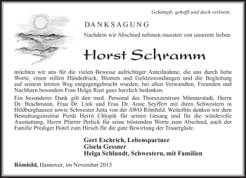 Traueranzeige von Horst Schramm von Südthüringer Presse