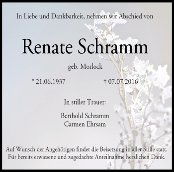 Traueranzeige von Renate Schramm von Neue Presse Coburg