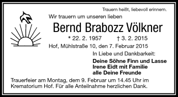 Traueranzeige von Bernd Brabozz Völkner von Frankenpost