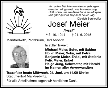 Traueranzeige von Josef Meier von Frankenpost