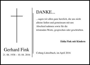 Traueranzeige von Gerhard Fink von Neue Presse Coburg