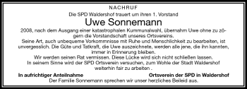 Traueranzeige von Uwe Sonnemann von Frankenpost