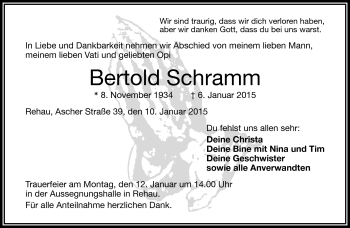 Traueranzeige von Bertold Schramm von Frankenpost