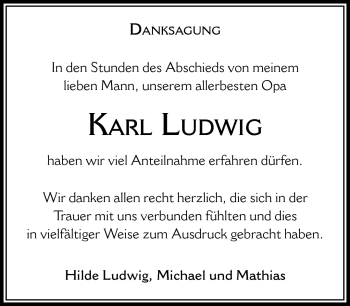 Traueranzeige von Karl Ludwig von Südthüringer Presse