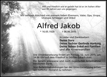 Traueranzeige von Alfred Jakob von Neue Presse Coburg