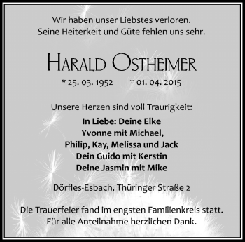 Traueranzeige von Harald Ostheimer von Neue Presse Coburg