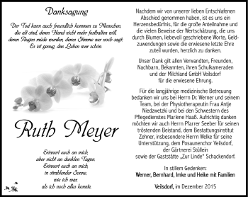 Traueranzeige von Ruth Meyer von Südthüringer Presse