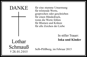Traueranzeige von Lothar Schmauß von Frankenpost
