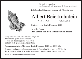 Traueranzeige von Albert Beierkuhnlein von Neue Presse Coburg