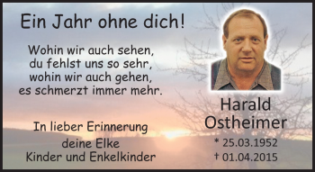 Traueranzeige von Harald Ostheimer von Neue Presse Coburg