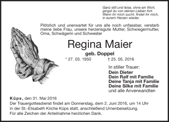 Traueranzeige von Regine Maier von Neue Presse Coburg