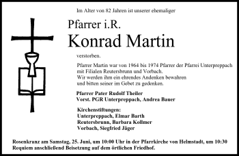 Traueranzeige von Konrad Martin von Neue Presse Coburg