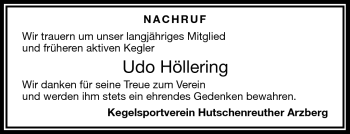 Traueranzeige von Udo Höllering von Frankenpost