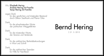 Traueranzeige von Bernd Hering von Frankenpost