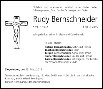 Traueranzeige von Rudy Bernschneider von Neue Presse Coburg