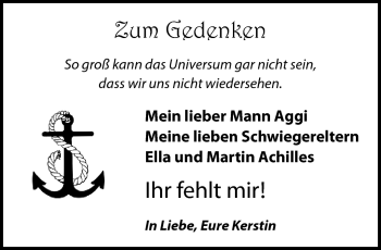 Traueranzeige von Klaus Achilles von Neue Presse Coburg