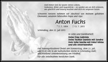 Traueranzeige von Anton Fuchs von Frankenpost