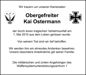 Traueranzeige von 01.05.2015 Ostermann von Frankenpost